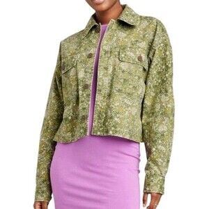 Wild Fable Womens NWT MEDIUM Shirt Jacket Cropped Canvas Surplus Shacket